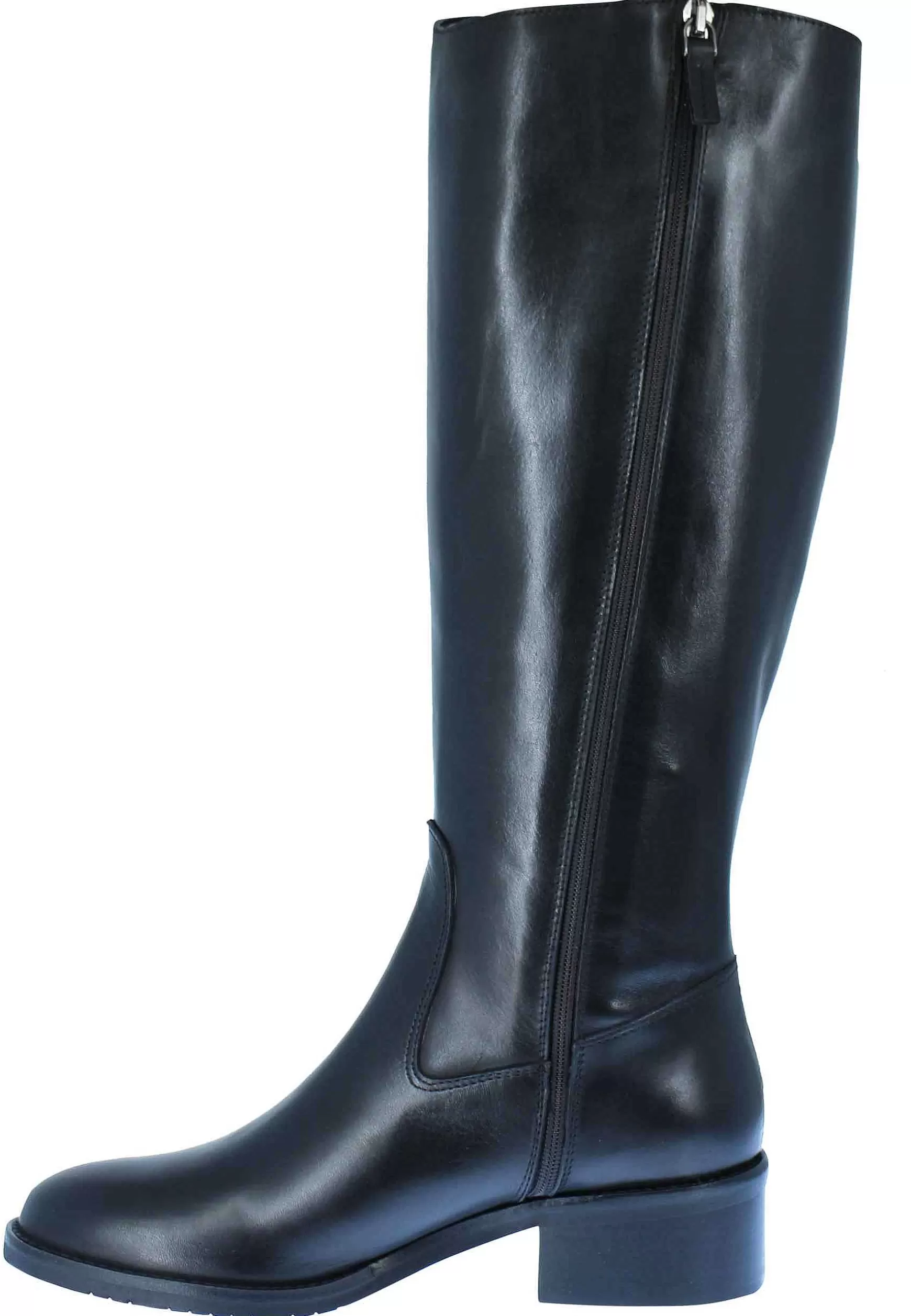 Stivali Donna In Pelle Nera Tacco Basso Con Borchie E Zip Laterale** Clearance