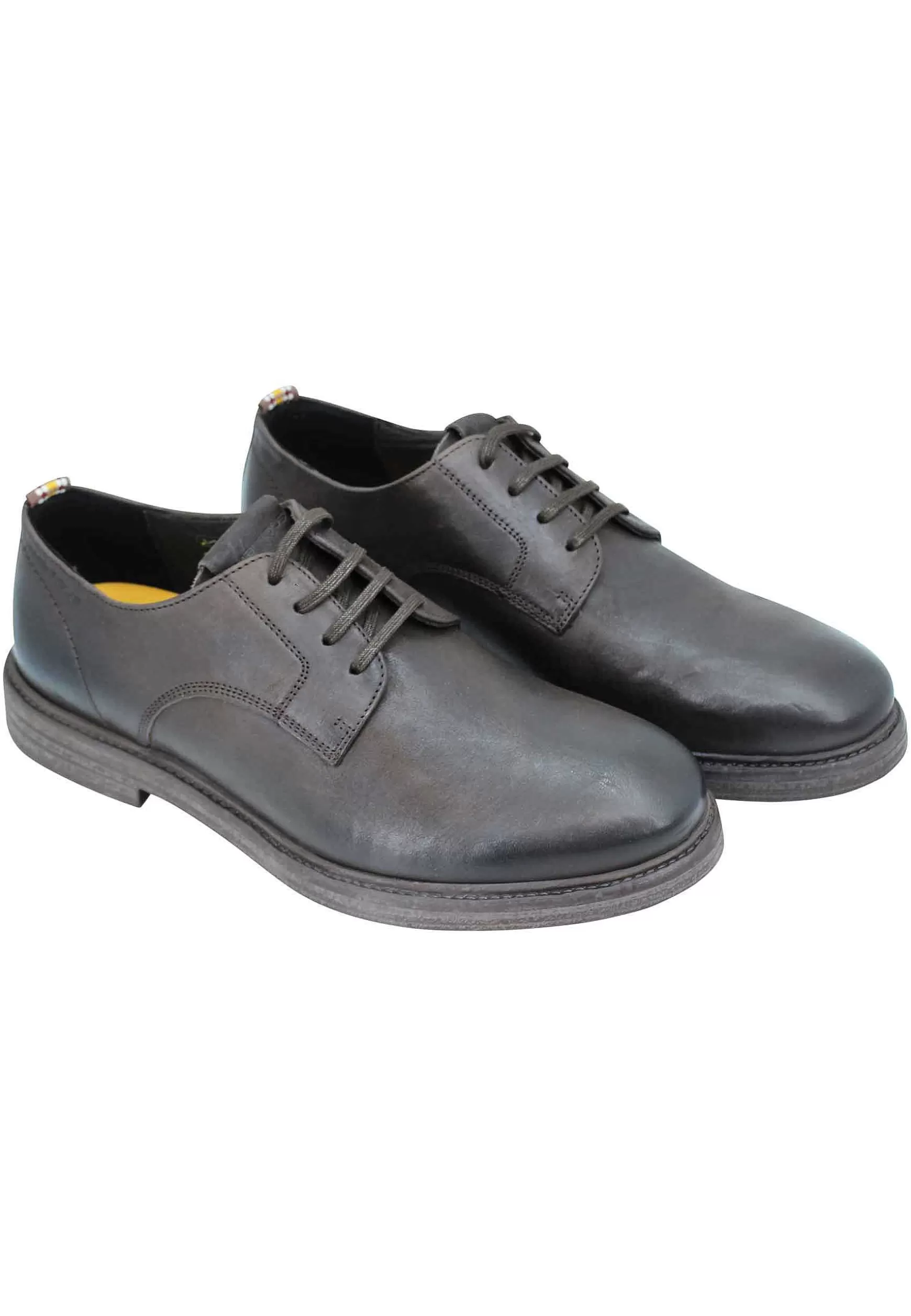 Stringata Uomo In Pelle Marrone Suola In Gomma E Sottopiede Memory Foam*Ambitious Cheap