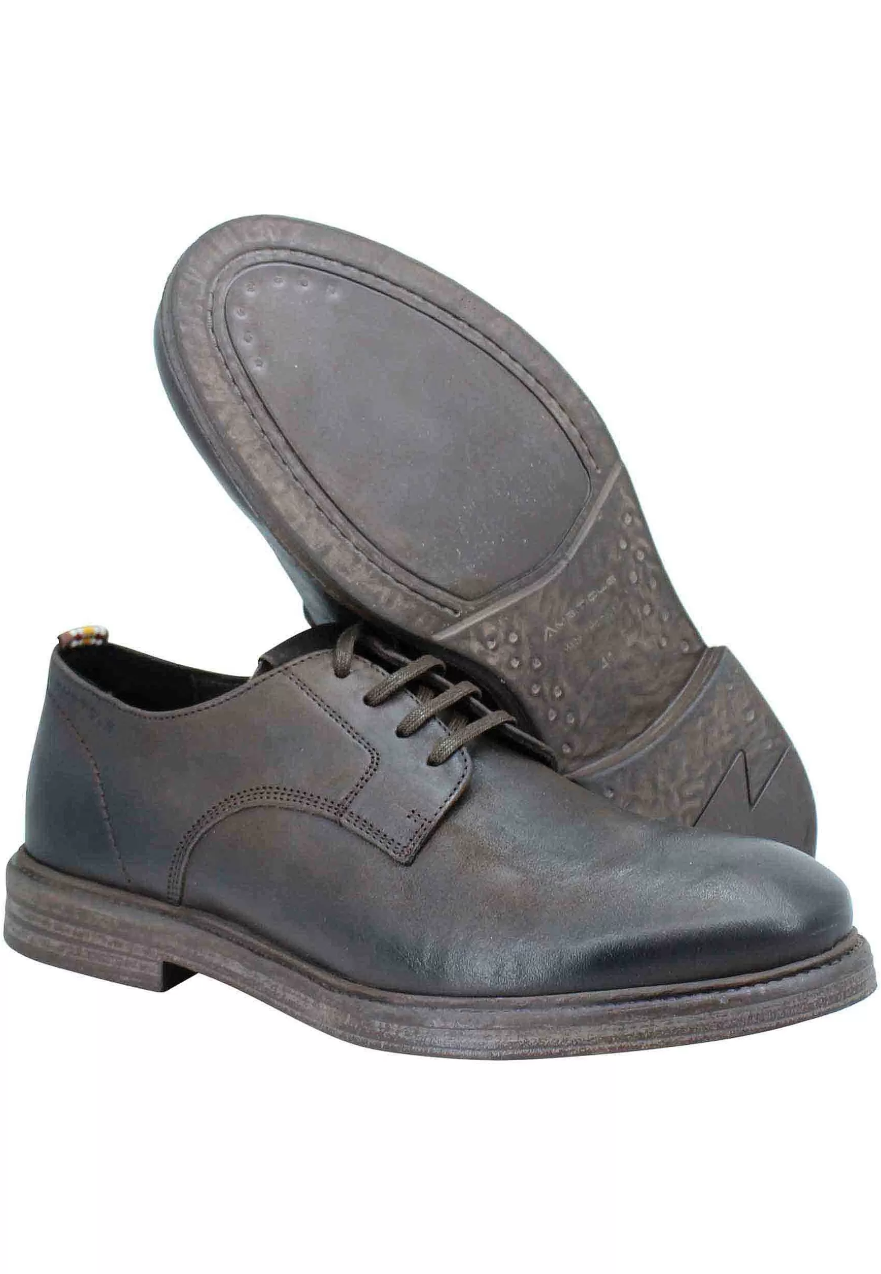 Stringata Uomo In Pelle Marrone Suola In Gomma E Sottopiede Memory Foam*Ambitious Cheap