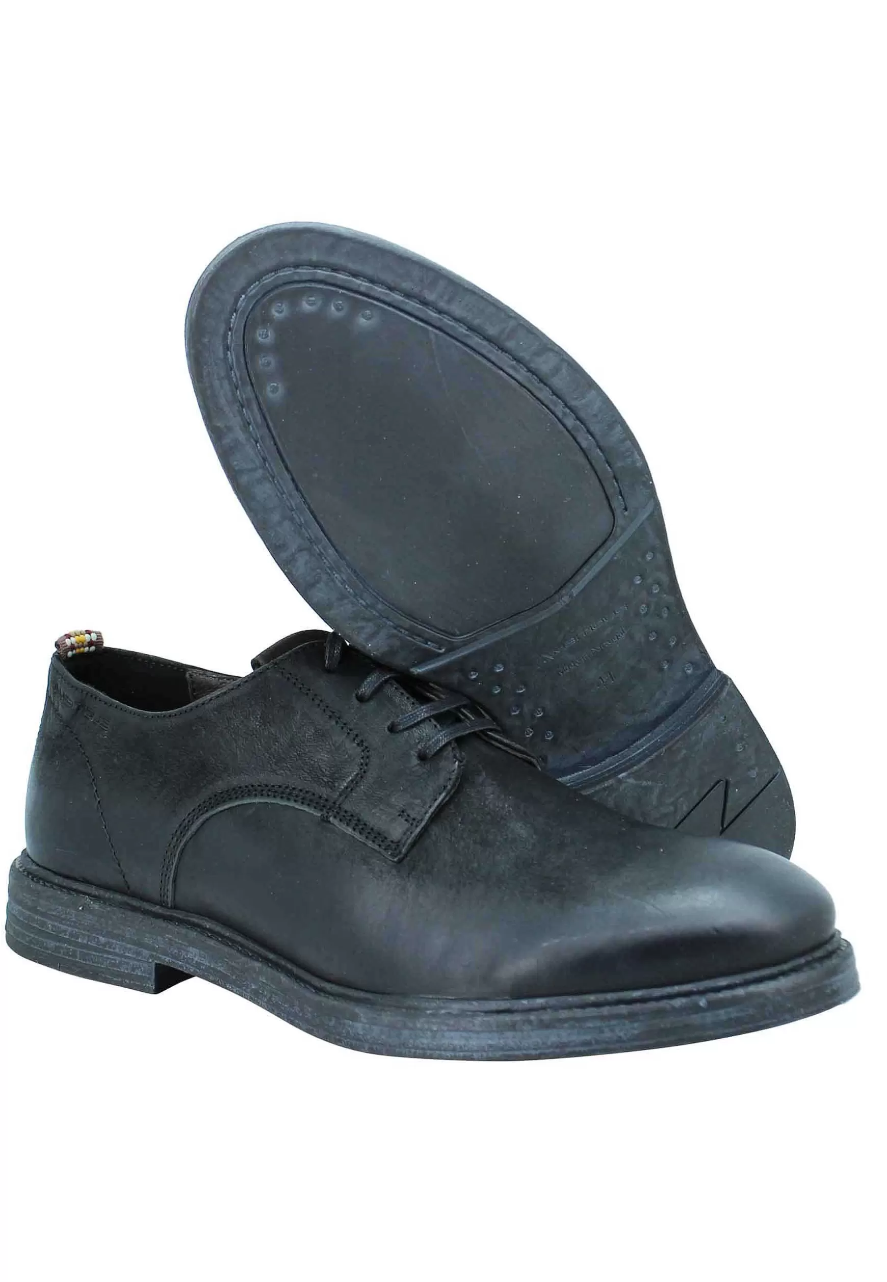 Stringata Uomo In Pelle Nera Suola In Gomma E Sottopiede Memory Foam*Ambitious Sale