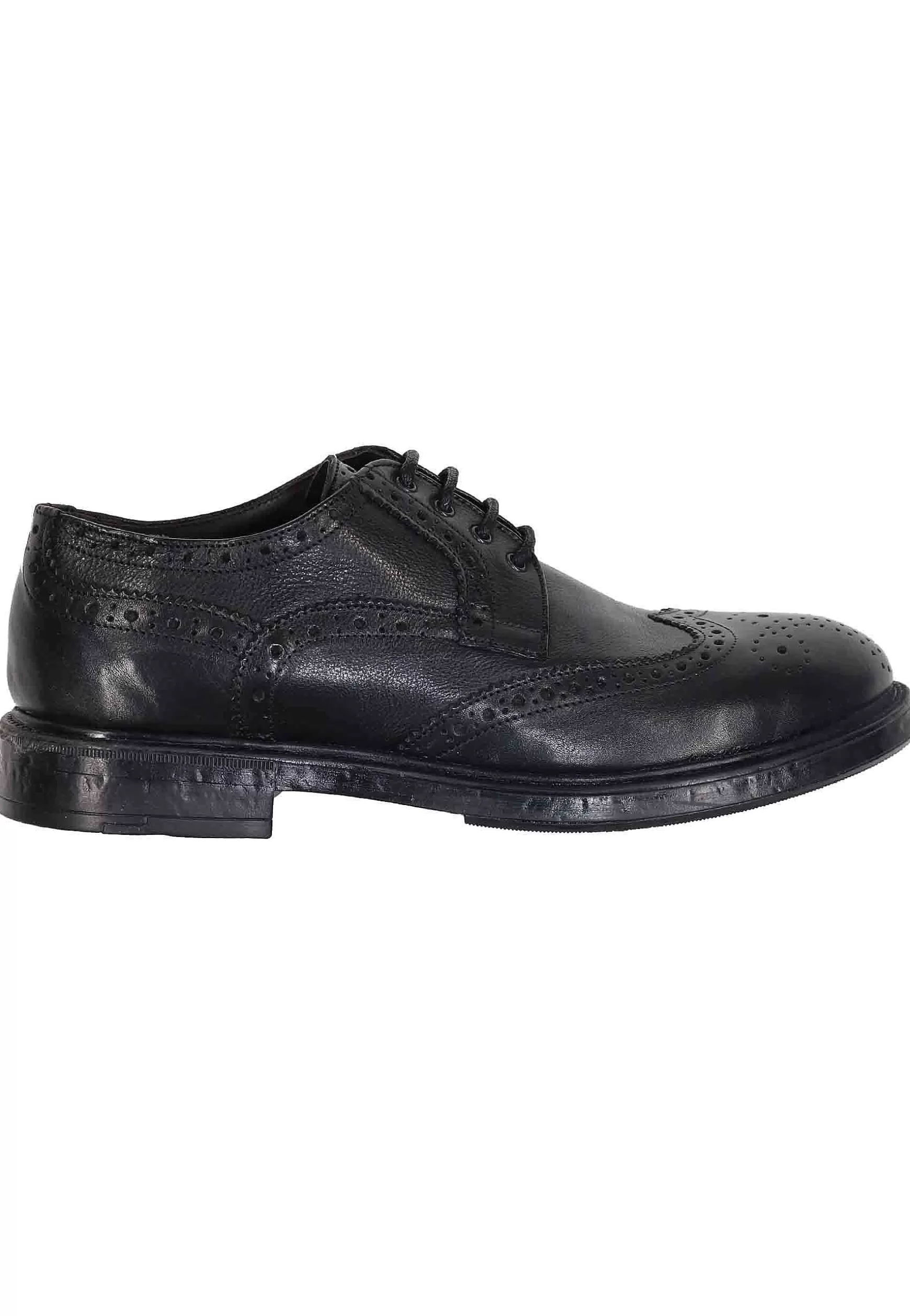 Stringate Da Uomo In Pelle Nera Con Impunture All'Inglese E Suola In Gomma** Best Sale