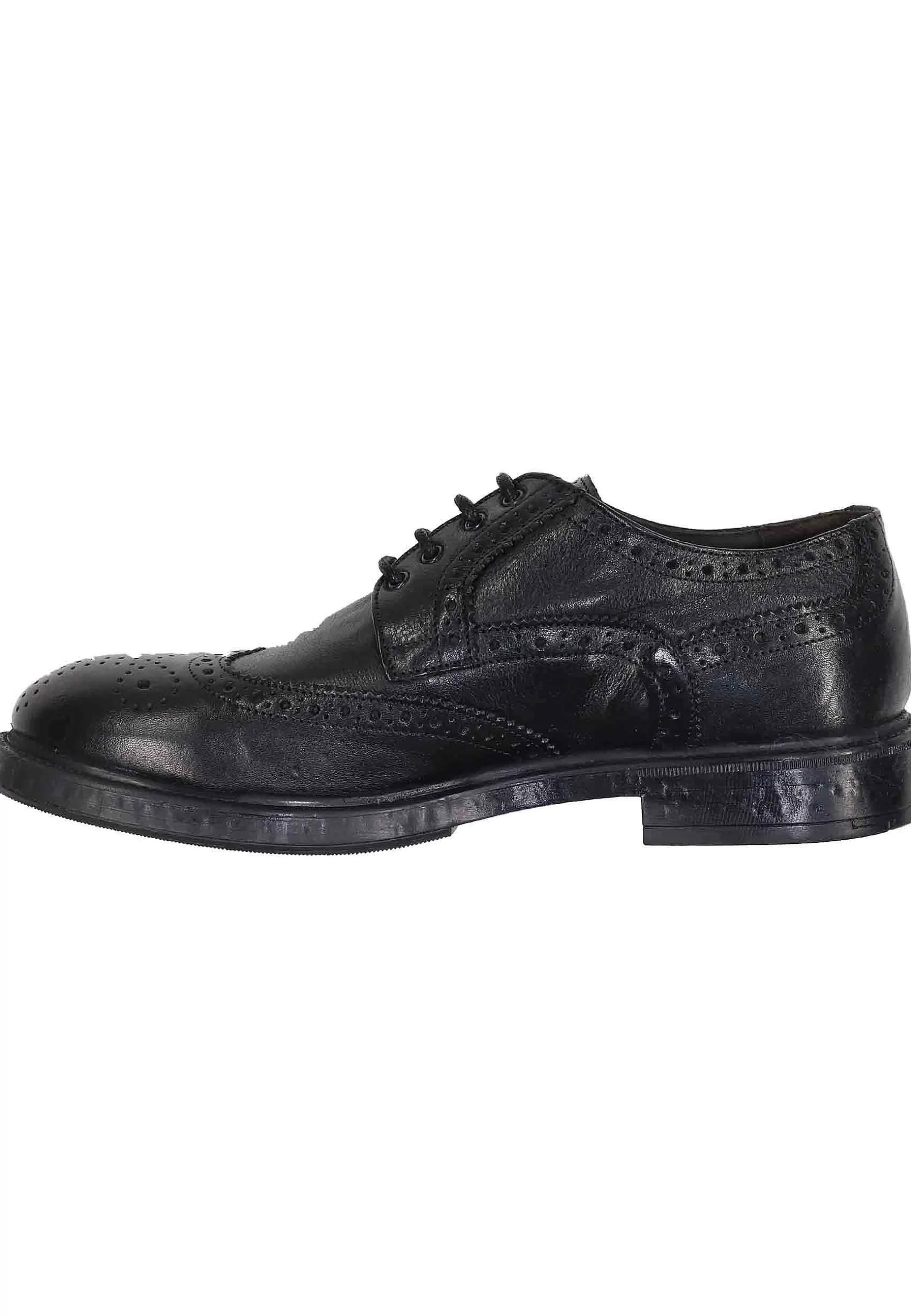 Stringate Da Uomo In Pelle Nera Con Impunture All'Inglese E Suola In Gomma** Best Sale