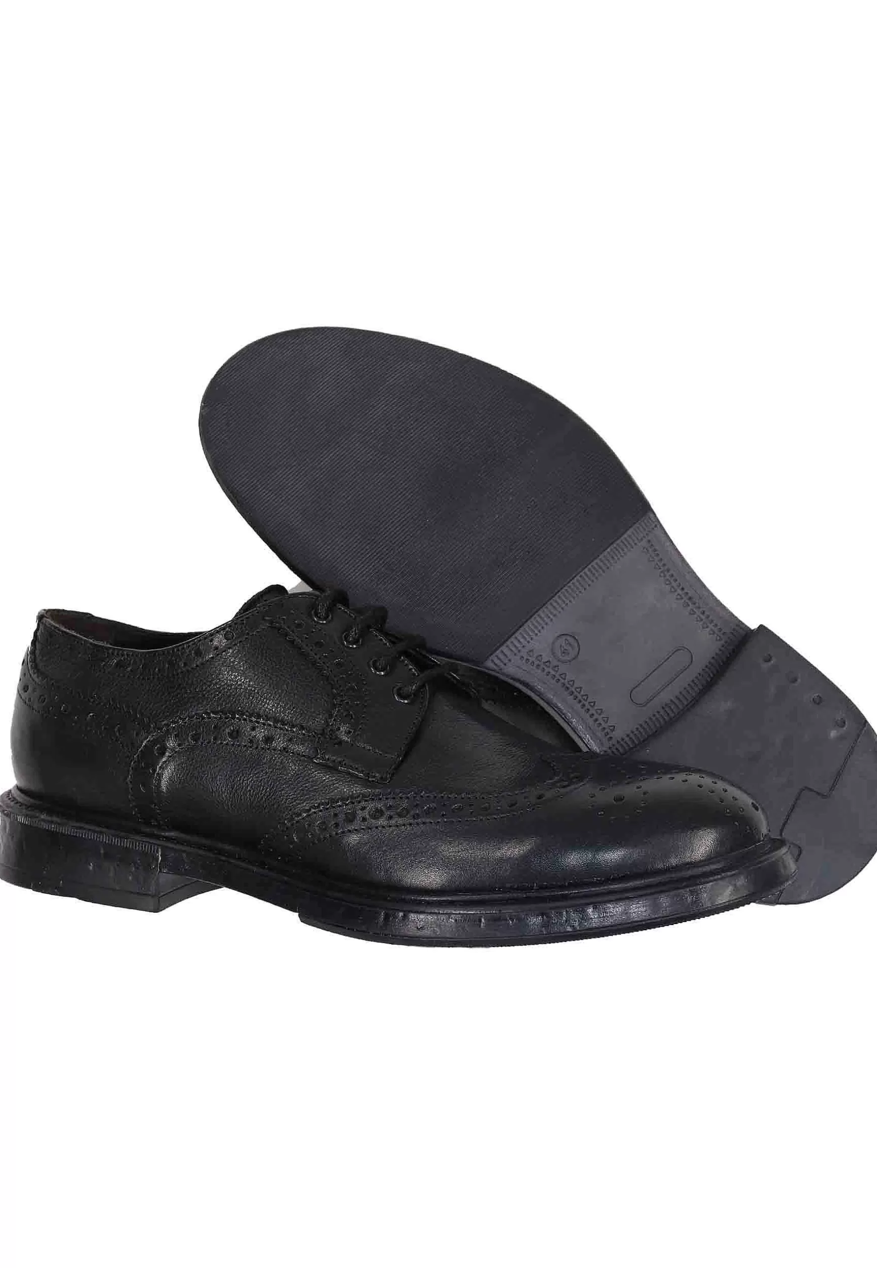 Stringate Da Uomo In Pelle Nera Con Impunture All'Inglese E Suola In Gomma** Best Sale