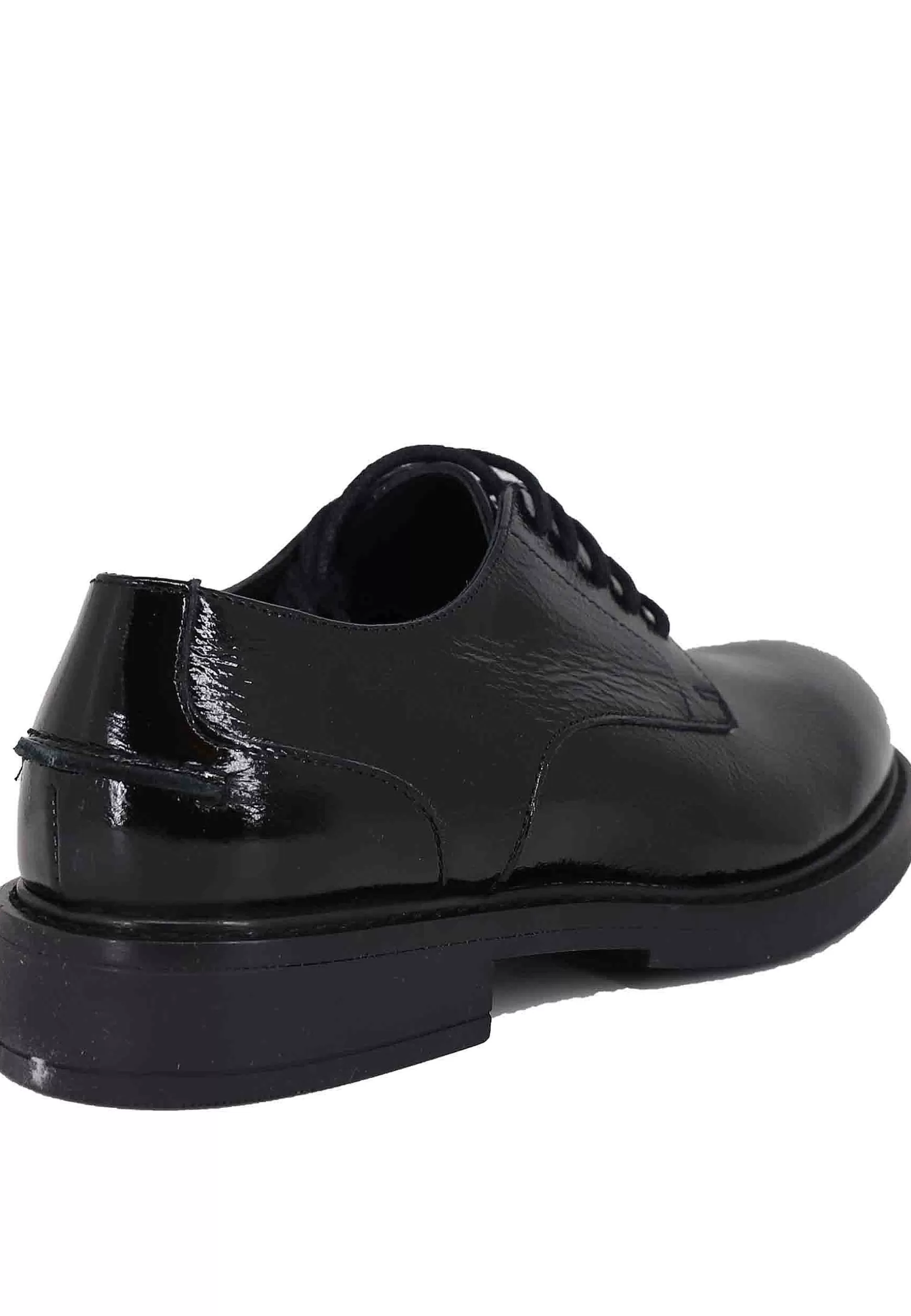 Stringate Donna In Pelle Naplack Nero Con Suola In Gomma E Tacco Basso*Bruno Premi Store