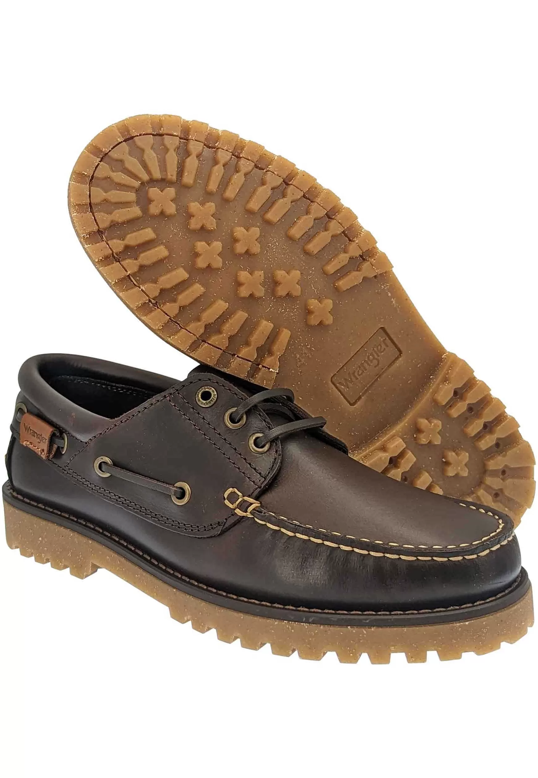 Stringate Uomo Garrett Realizzate In Pelle Testa Di Moro Lacci In Pelle E Fondo Carrarmato*Wrangler Store