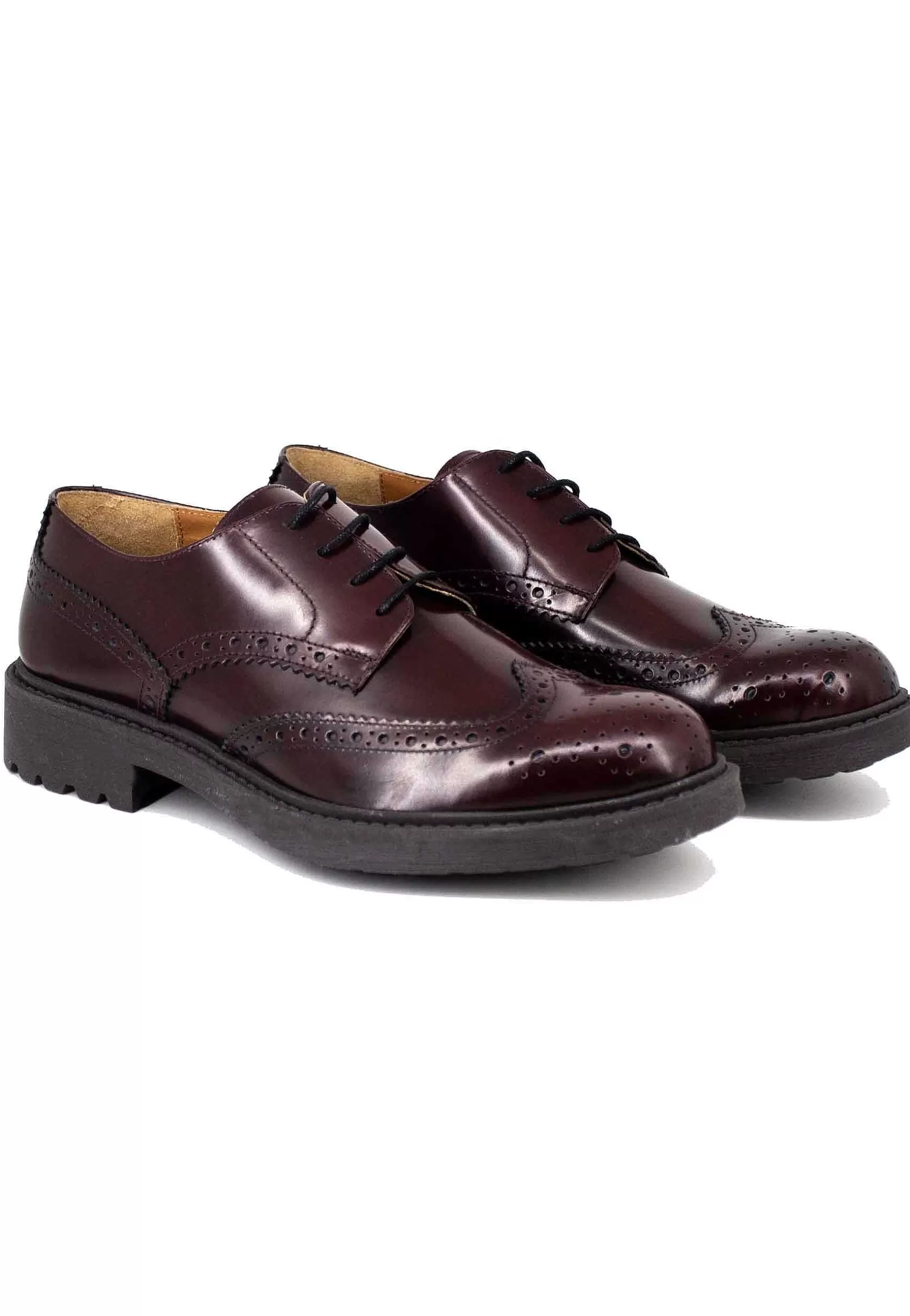 Stringate Uomo In Pelle Bordeaux Con Impunture E Fondo Gomma*Thompson Sale