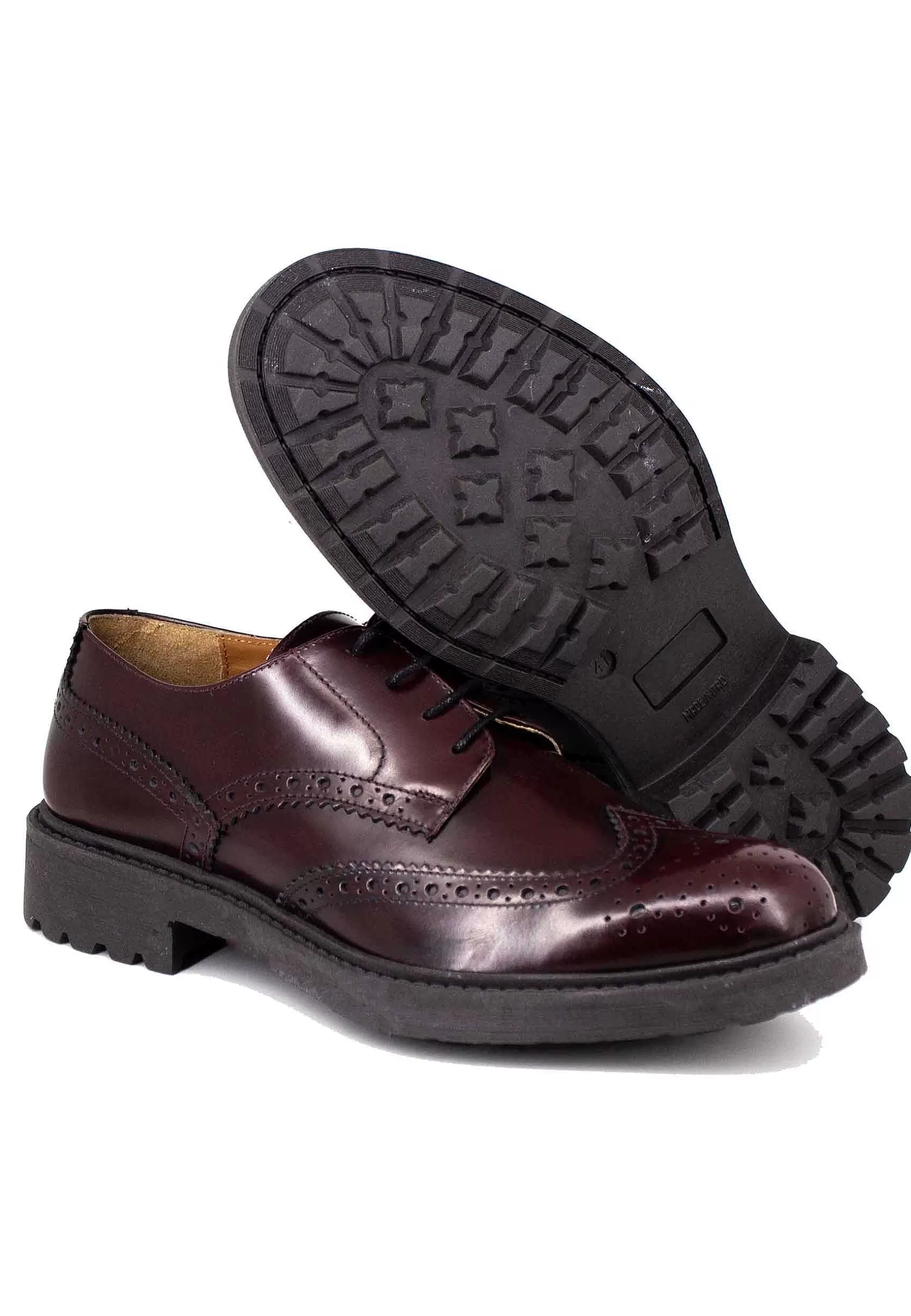 Stringate Uomo In Pelle Bordeaux Con Impunture E Fondo Gomma*Thompson Sale
