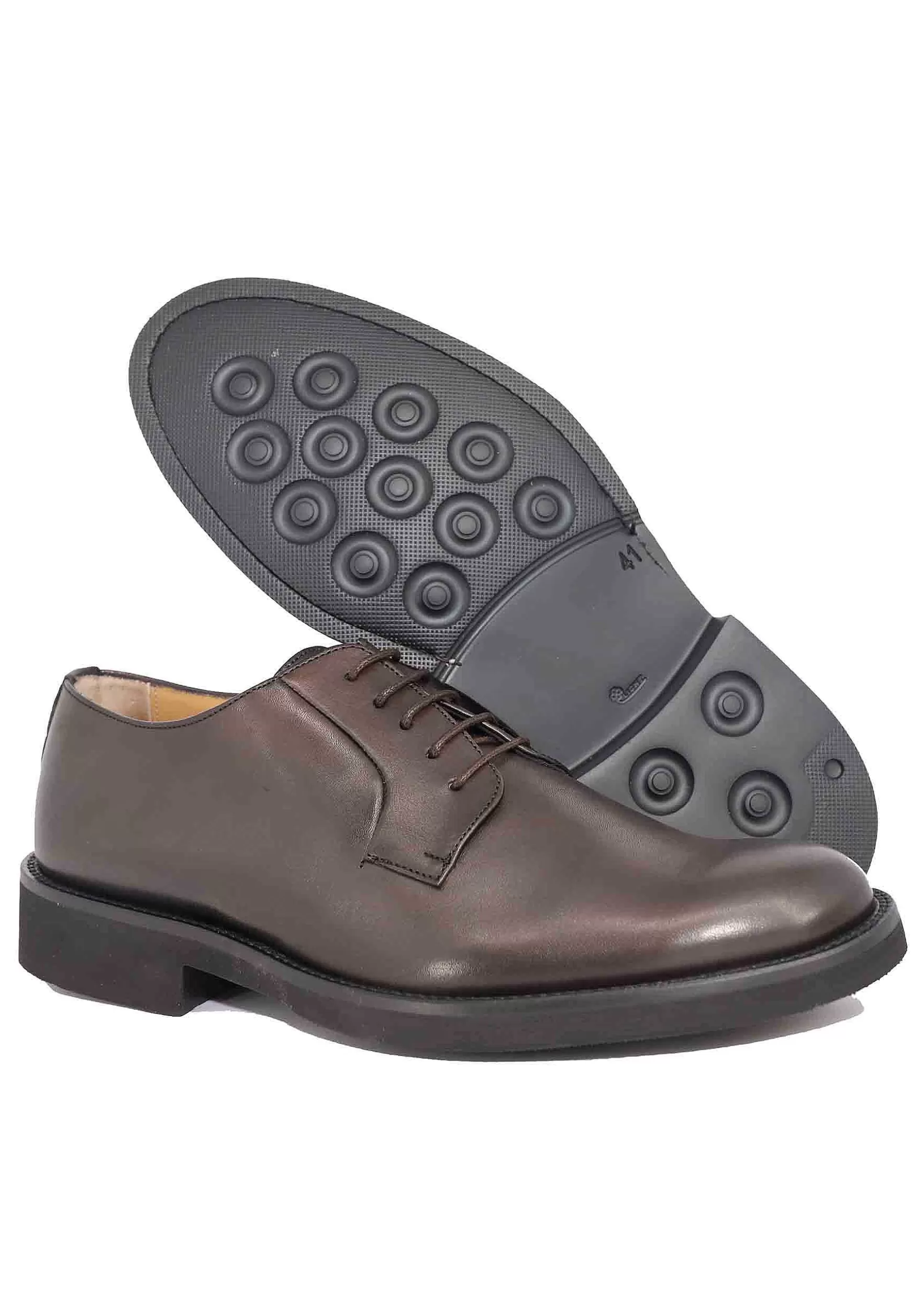 Stringate Uomo In Pelle Marone Con Suola In Gomma Ultra Leggera E Punta Tonda** Shop