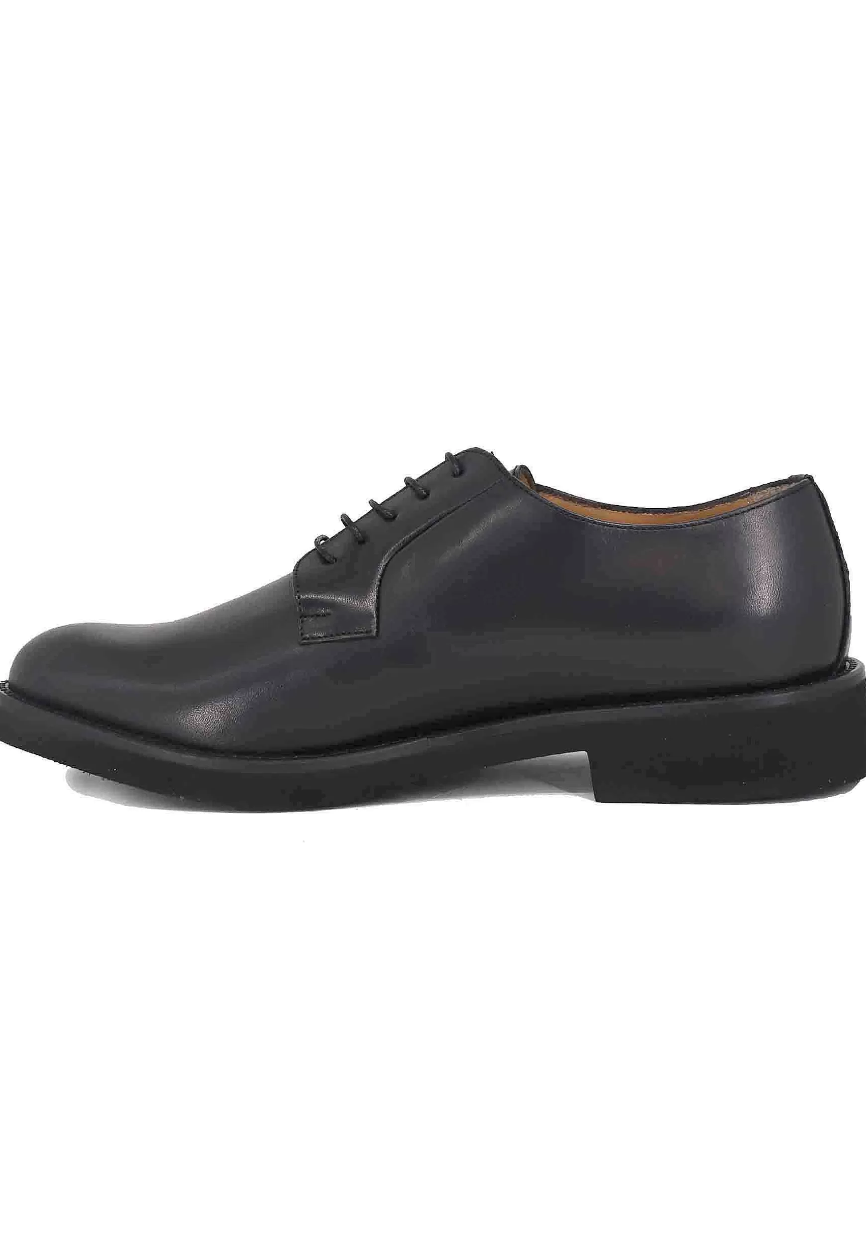 Stringate Uomo In Pelle Nera Con Suola In Gomma Ultra Leggera E Punta Tonda** Best Sale