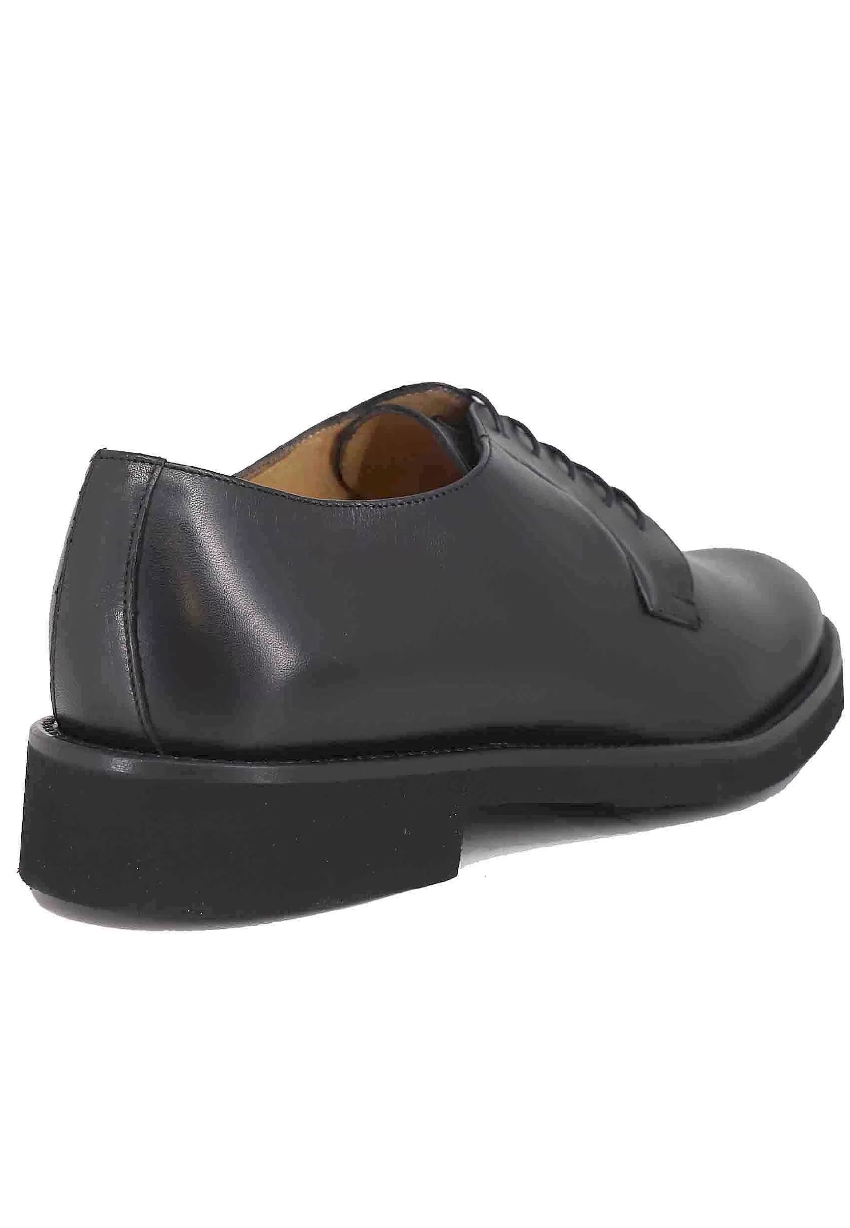 Stringate Uomo In Pelle Nera Con Suola In Gomma Ultra Leggera E Punta Tonda** Best Sale