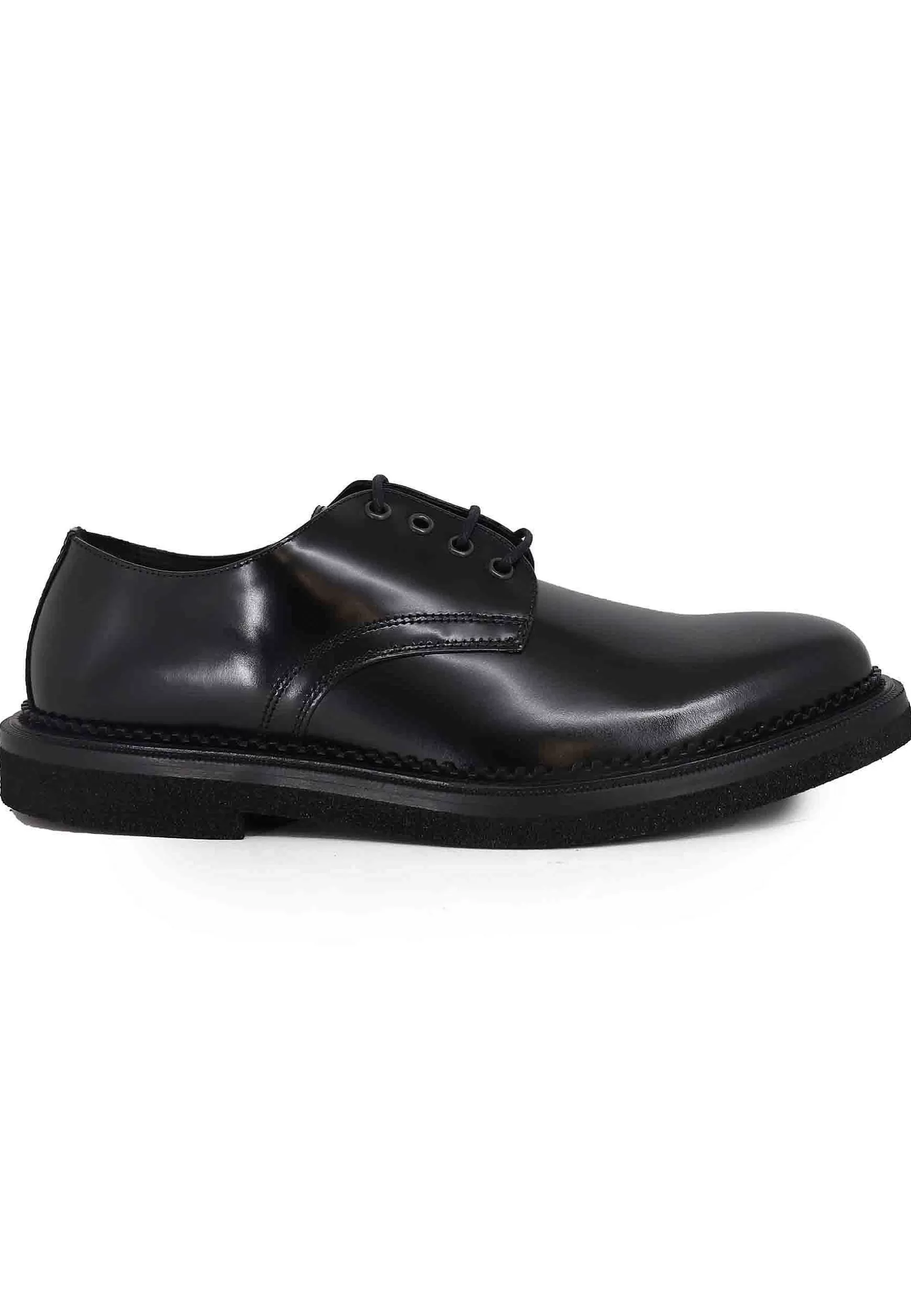 Stringate Uomo In Pelle Nera Lucida Con Suola In Gomma*Antica Cuoieria Clearance
