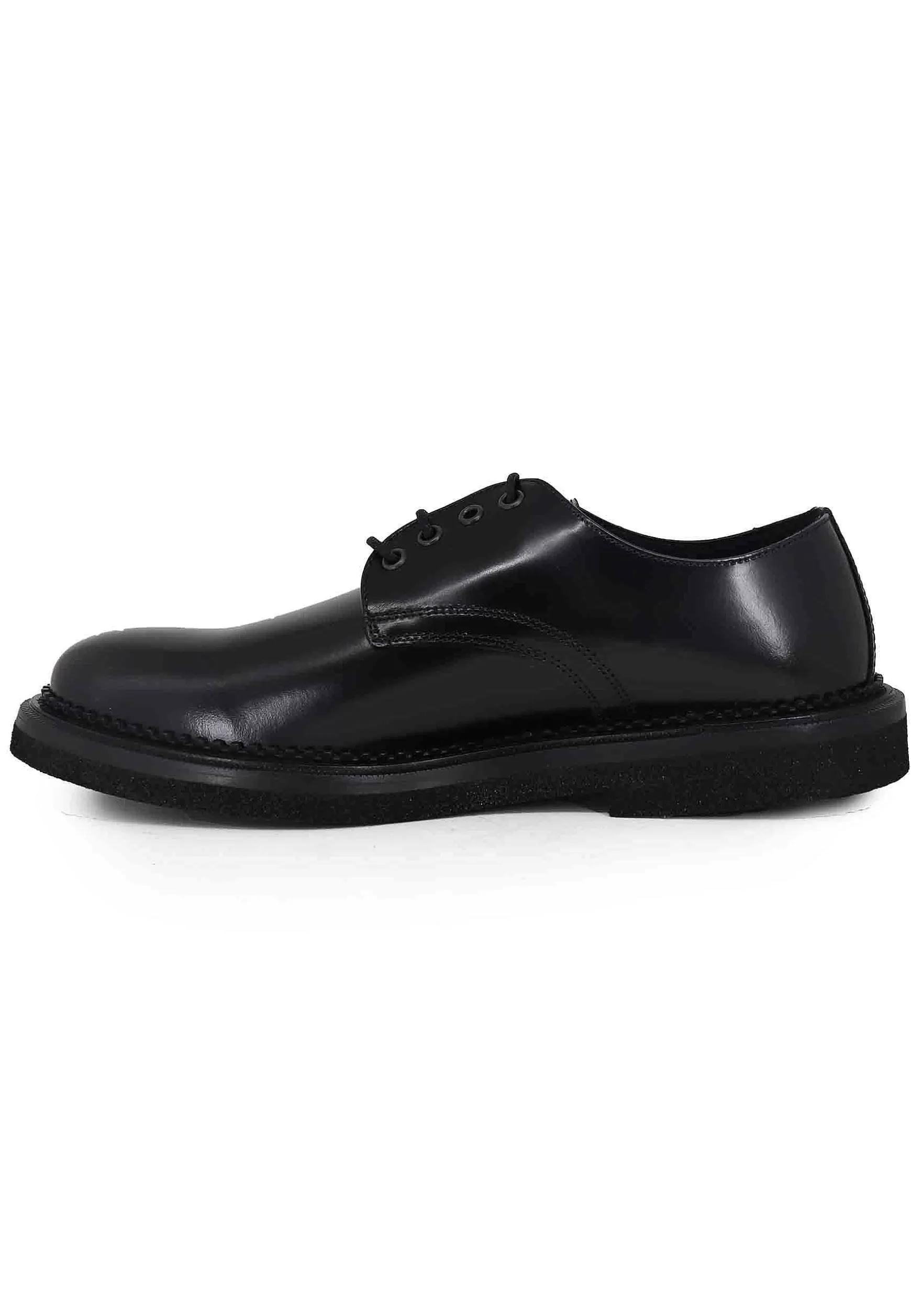 Stringate Uomo In Pelle Nera Lucida Con Suola In Gomma*Antica Cuoieria Clearance