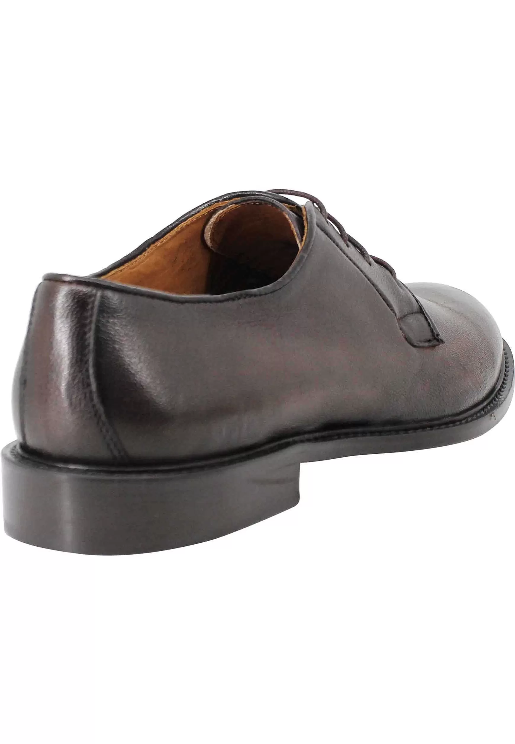 Stringate Uomo In Pelle Testa Di Moro Con Suola In Cuoio** New