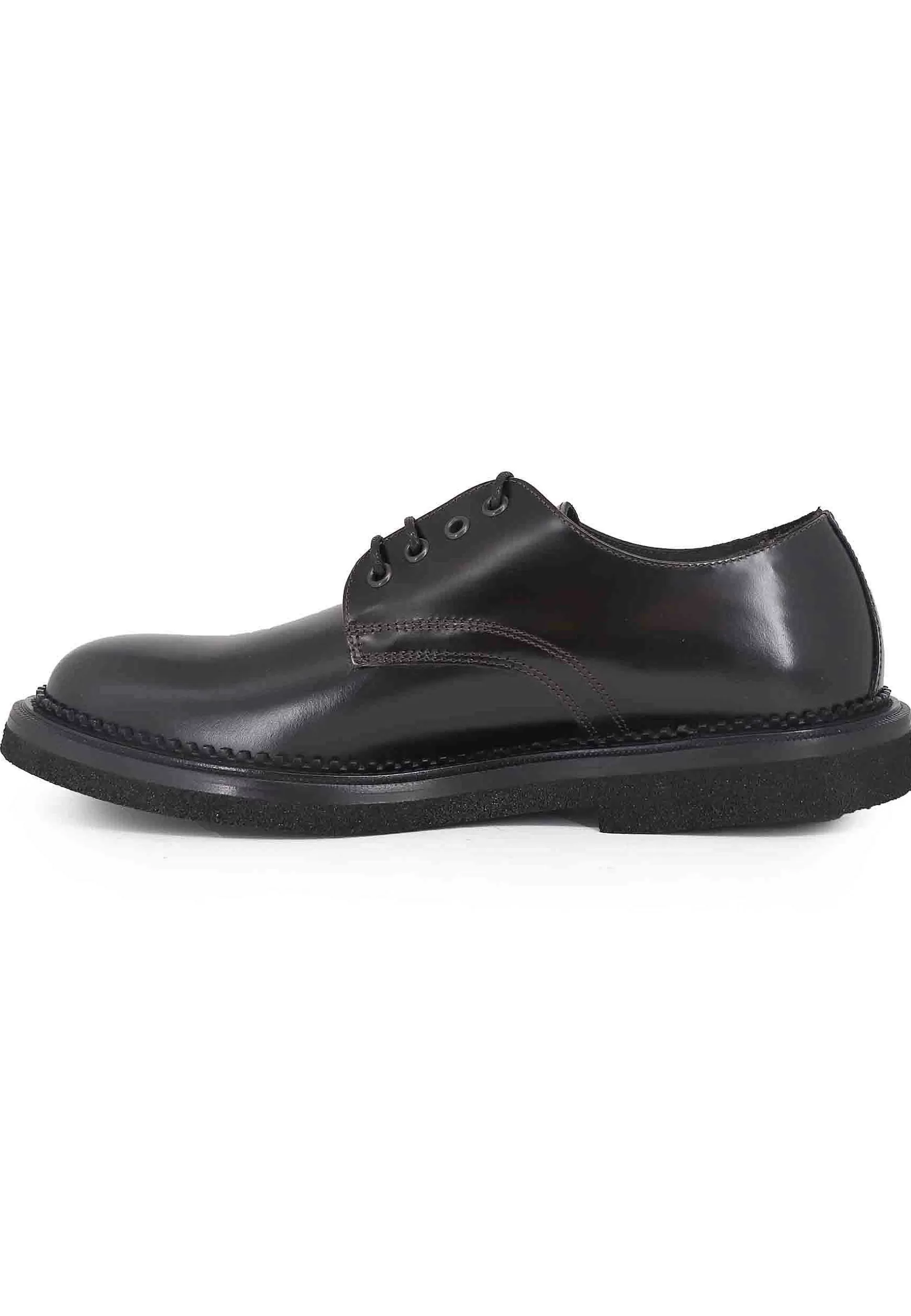 Stringate Uomo In Pelle Testa Di Moro Lucida Con Suola In Gomma*Antica Cuoieria Fashion
