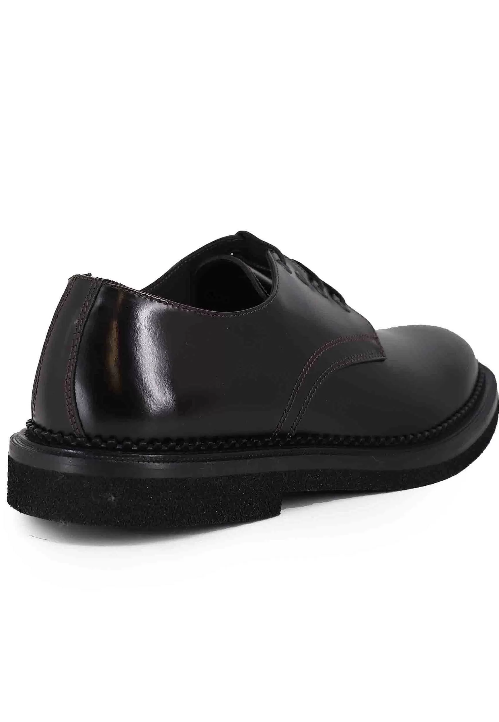 Stringate Uomo In Pelle Testa Di Moro Lucida Con Suola In Gomma*Antica Cuoieria Fashion