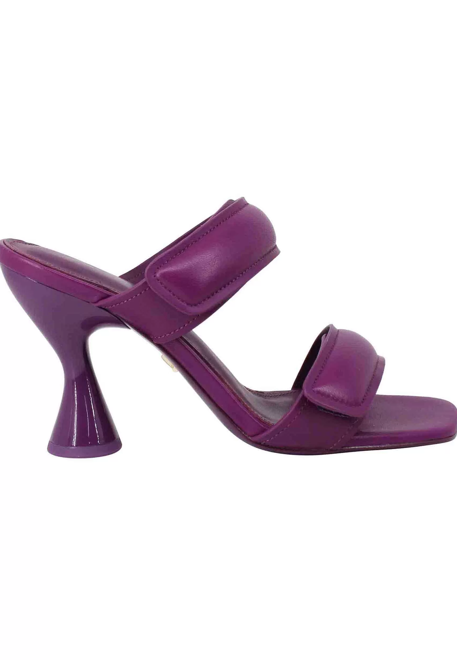 Treviso Sandali Donna In Pelle Viola Doppia Fascia Tacco Alto*Lola Cruz Store