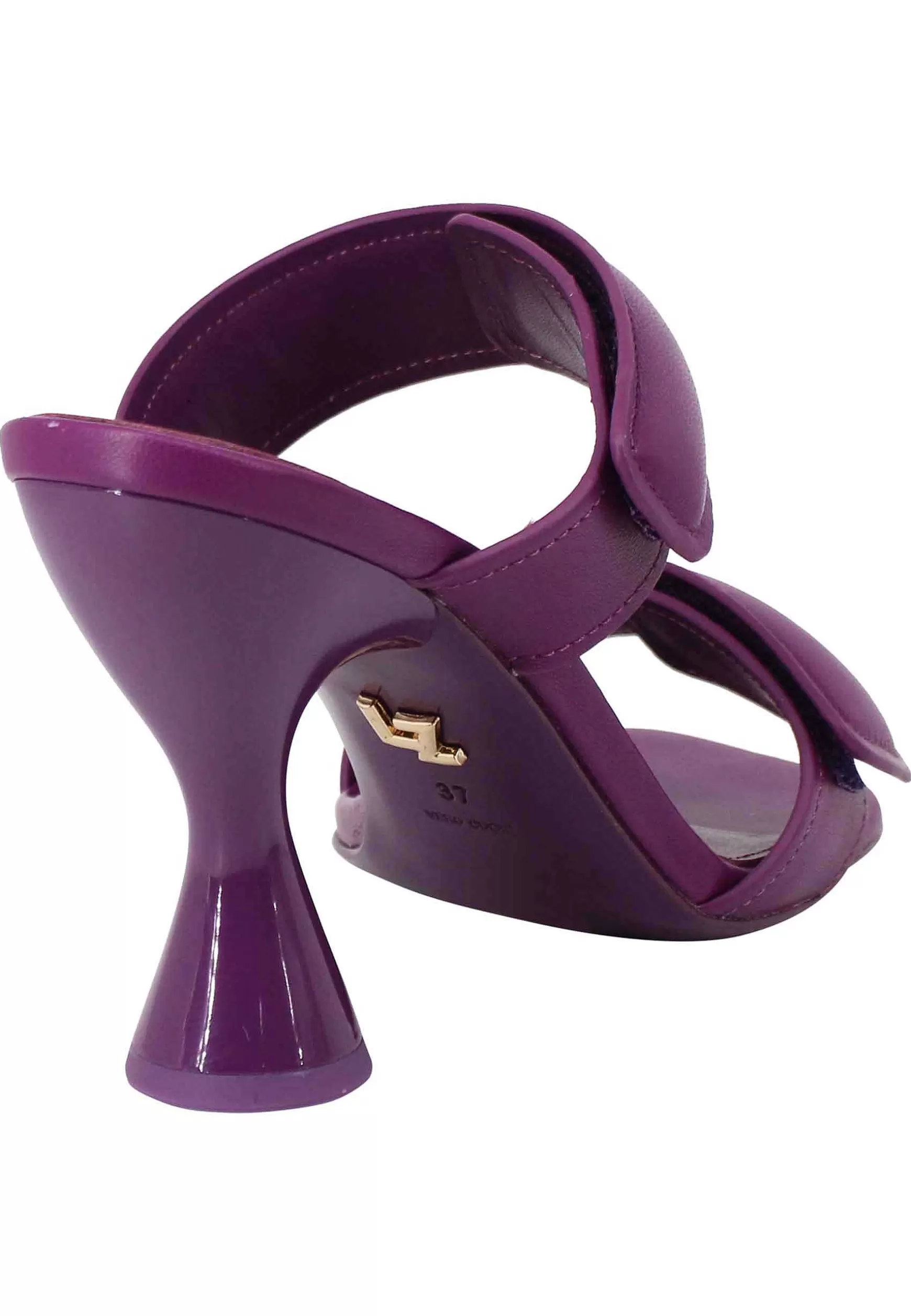 Treviso Sandali Donna In Pelle Viola Doppia Fascia Tacco Alto*Lola Cruz Store