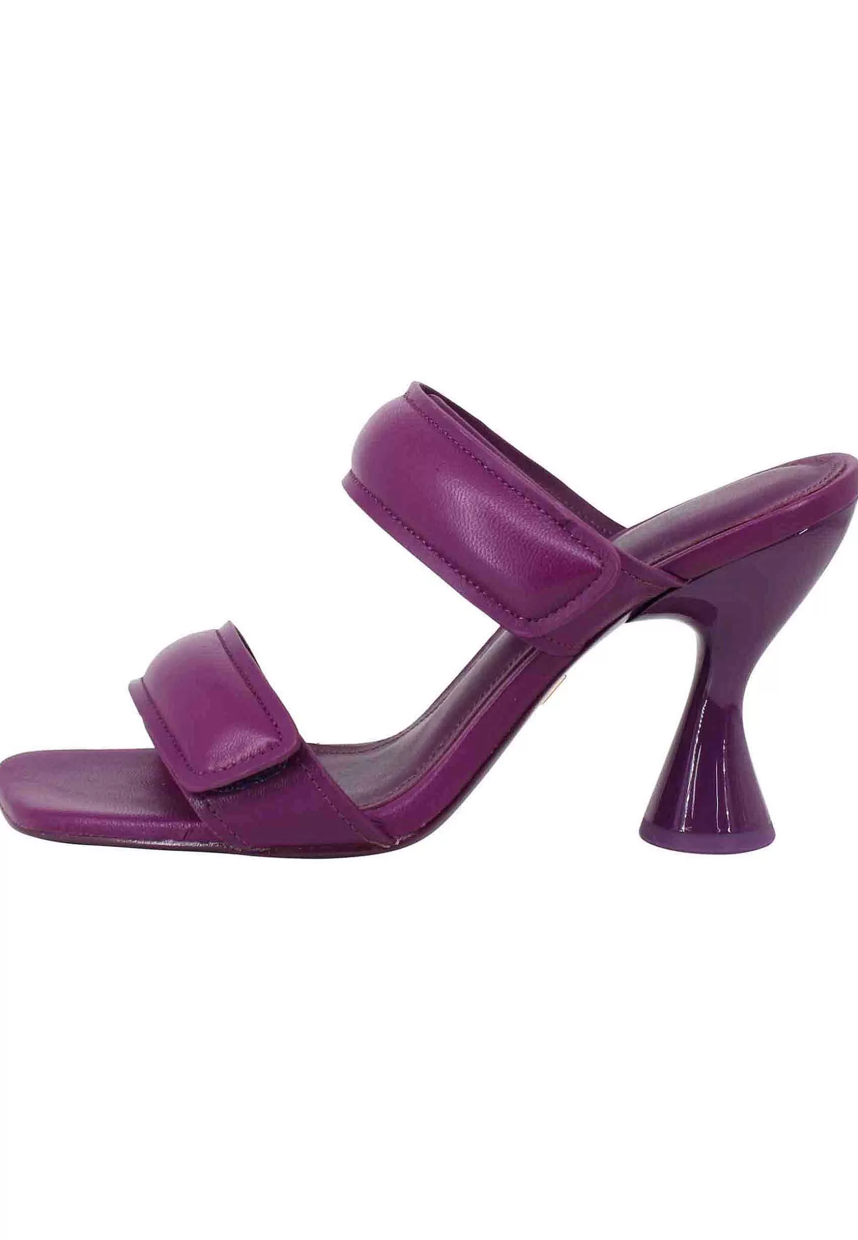 Treviso Sandali Donna In Pelle Viola Doppia Fascia Tacco Alto*Lola Cruz Store