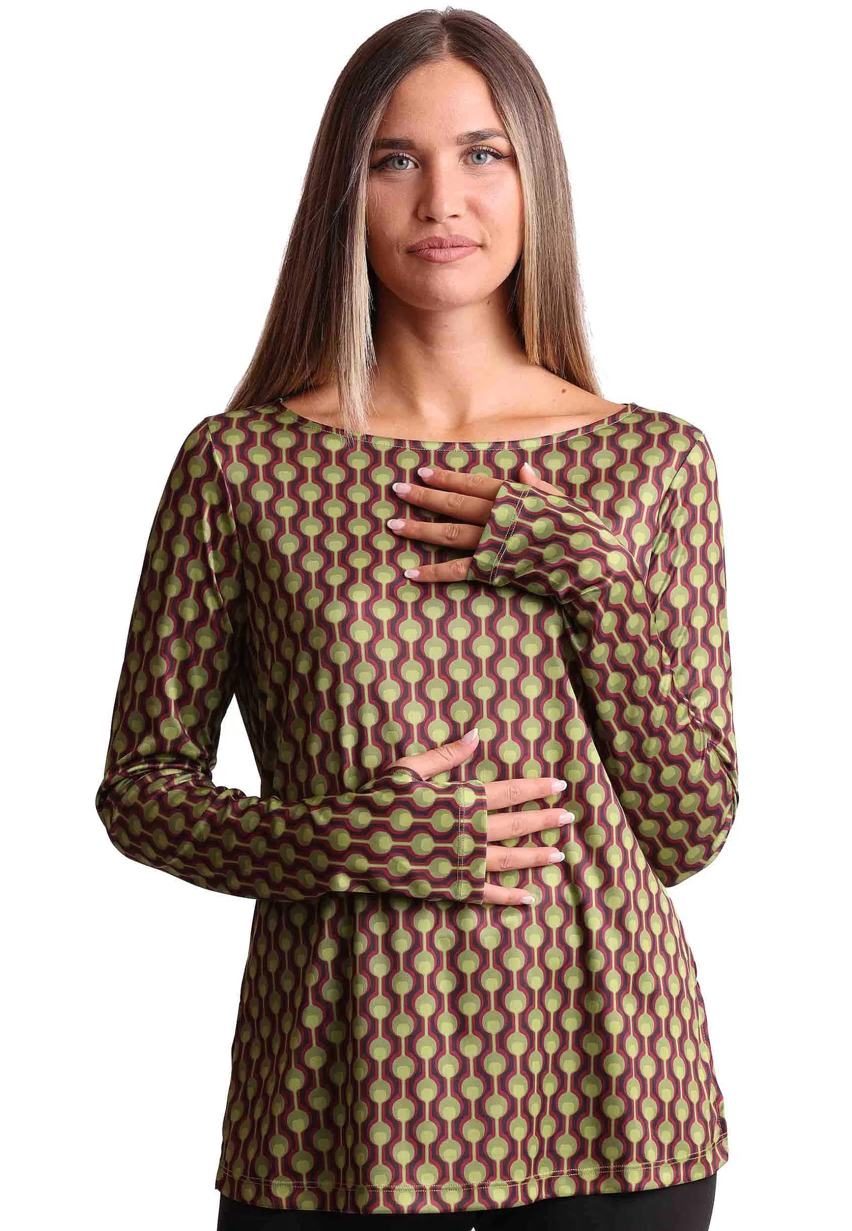 T-Shirt Donna Frieze In Jersey Stampato Bordeaux E Verde*Maliparmi Flash Sale
